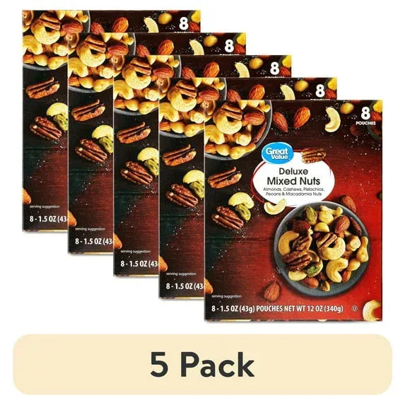 Great Value Deluxe Mixed Nuts, 1.5 oz, 8 Count