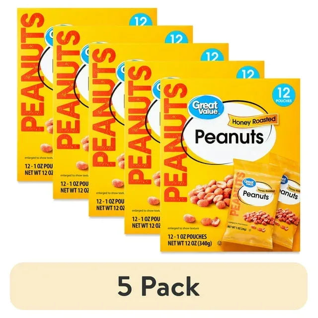 Great Value Honey Roasted Peanuts, 1 oz, 12 Count
