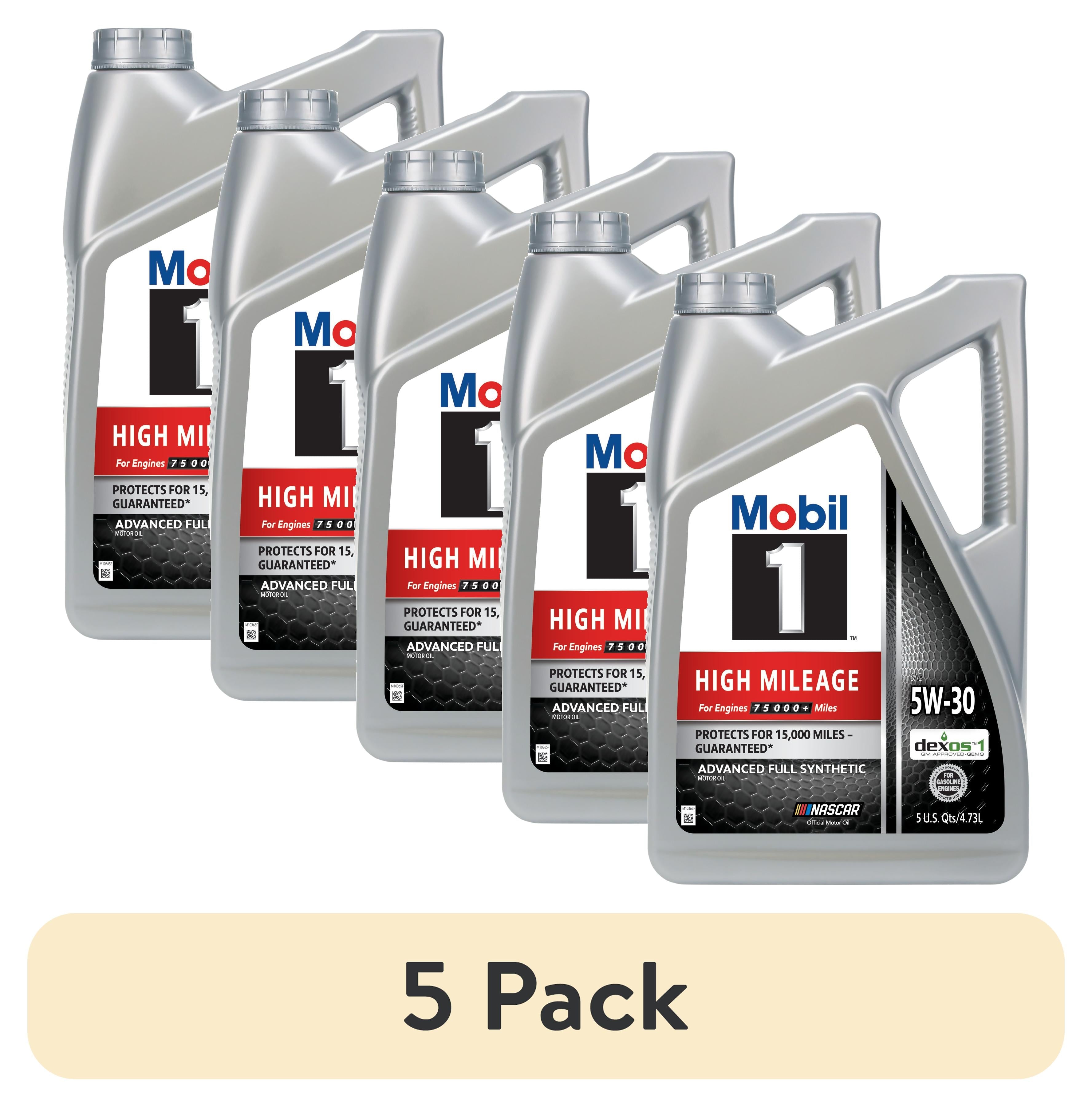 Mobil 1 High Mileage Full Synthetic Motor Oil 5W-30, 5 Quart