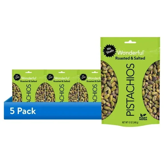 Wonderful Pistachios No Shells Roasted & Salted Nuts, 12 Ounce Bag