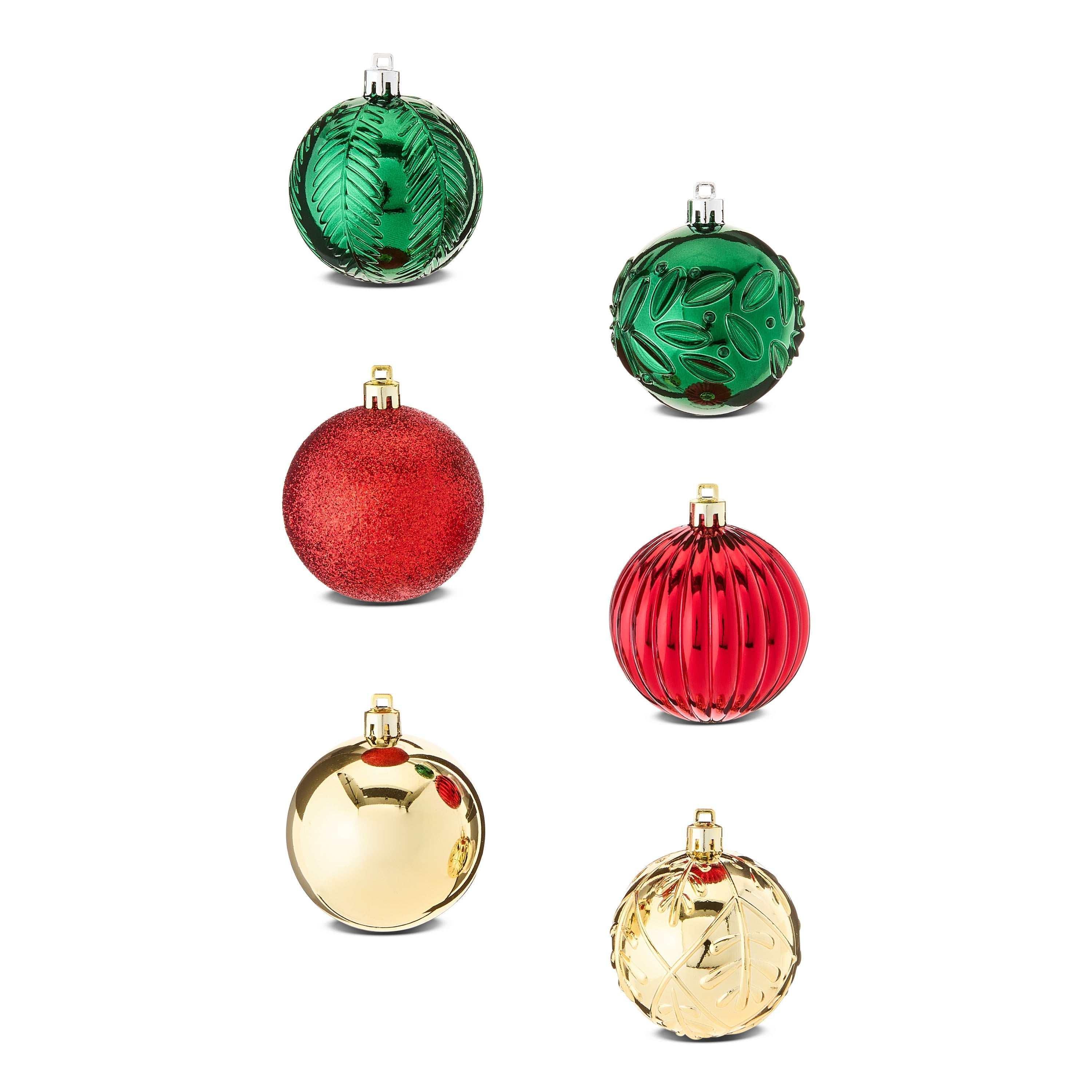 50-Count Red/Green/Gold Shatterproof Ball Christmas Ornaments, by Holiday Time