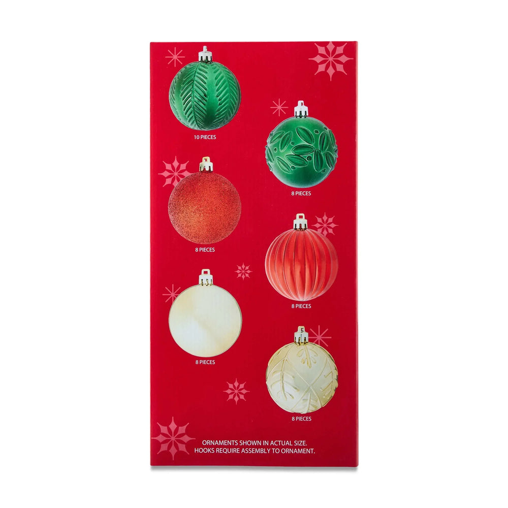 50-Count Red/Green/Gold Shatterproof Ball Christmas Ornaments, by Holiday Time - USA MEGA SHOP