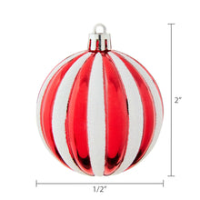 Red and white striped Christmas ornament, 1/2 in wide, 2 in tall