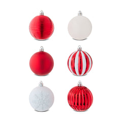 50-Count Red and White Shatterproof Christmas Ornaments, by Holiday Time