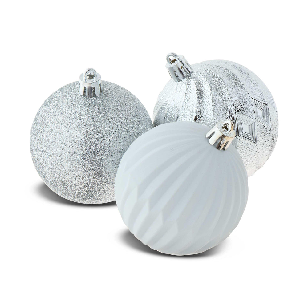 50-Count Silver and White Shatterproof Christmas Ornaments, by Holiday Time - USA MEGA SHOP