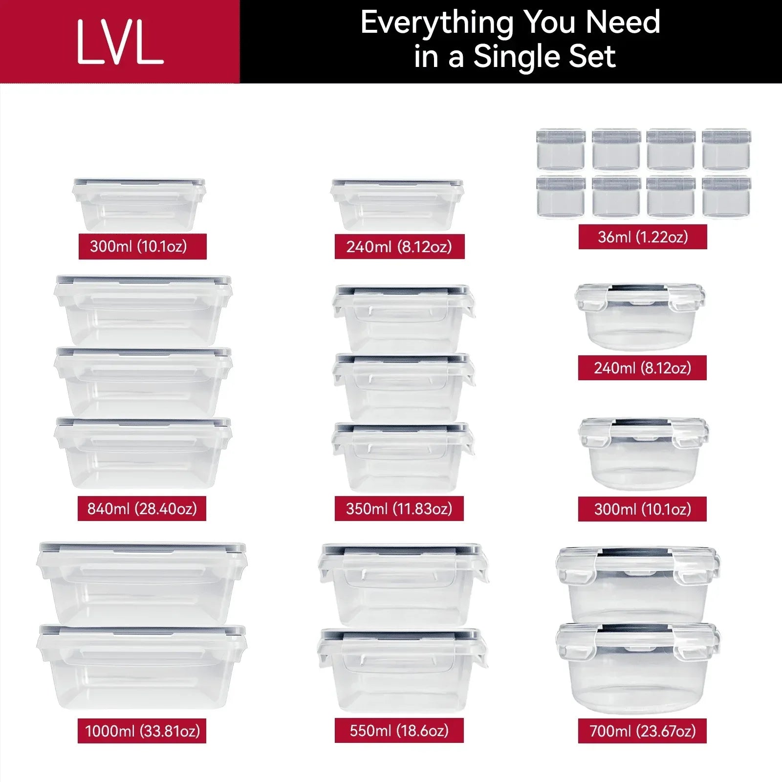 50 Pcs Food Storage Containers with Lids Airtight, Plastic Meal Prep Container for Pantry & Kitchen Organization & bento box & snack containers, BPA-Free, Leak-Proof with Labels & Marker Pen