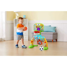 Kids sports activity center with goal arch and soccer ball near the base