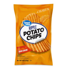 Bag of Great Value ripple potato chips with cheddar & sour cream flavor