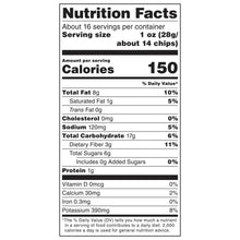 Member's Mark sweet potato chips nutrition facts panel