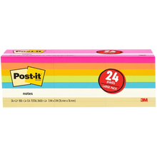 Post-it notes 3 in x 3 in pads, assorted bright colors, 24-count box