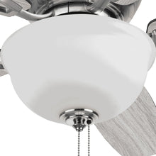 Frosted glass ceiling fan light bowl with pull chain and mounting cap