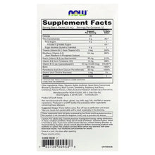 Supplement facts panel showing vitamin B serving and nutrient amounts