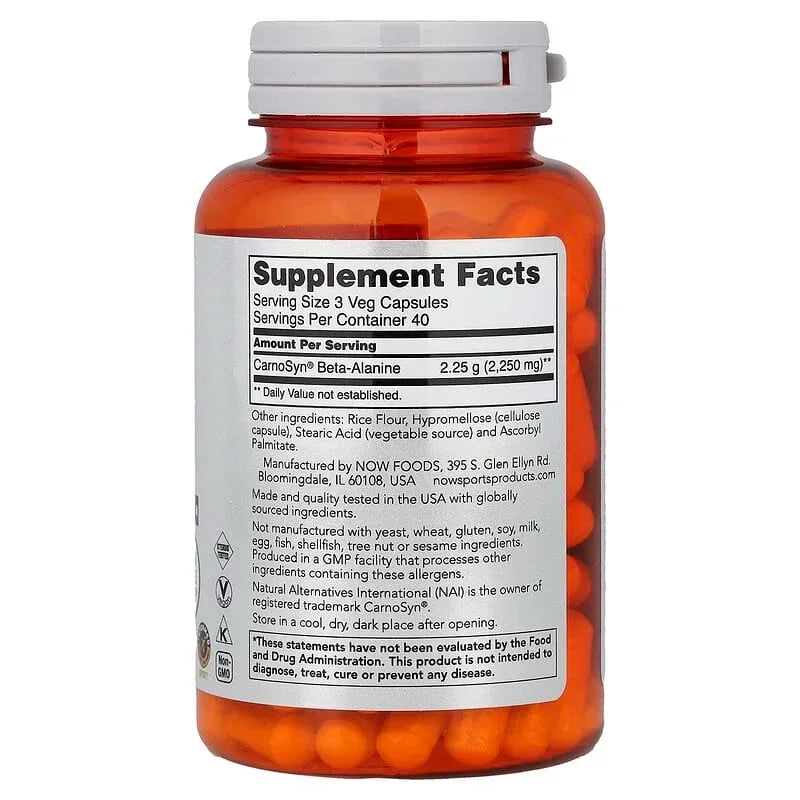 NOW Foods, Sports, Beta-Alanine, Endurance, 120 Veg Capsules (750 mg per Capsule)