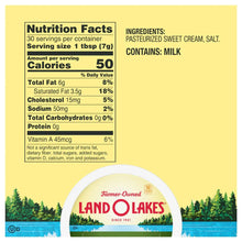 Salted whipped butter tub nutrition facts panel
