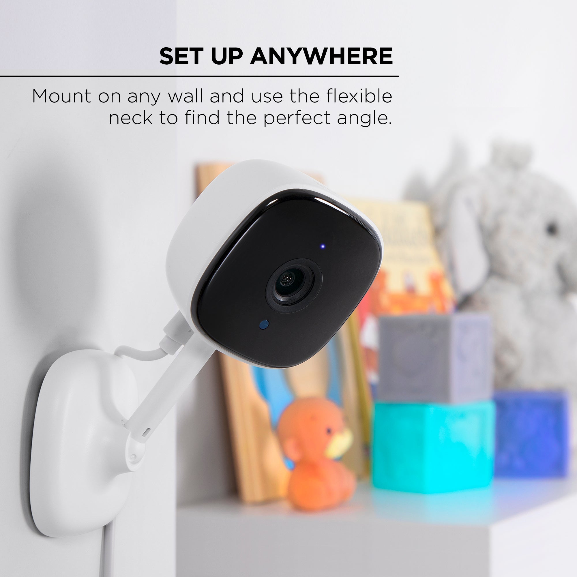 Merkury Smart Indoor Camera 1080p - Wi-Fi Security Cam with Night Vision, White (1-Pack)