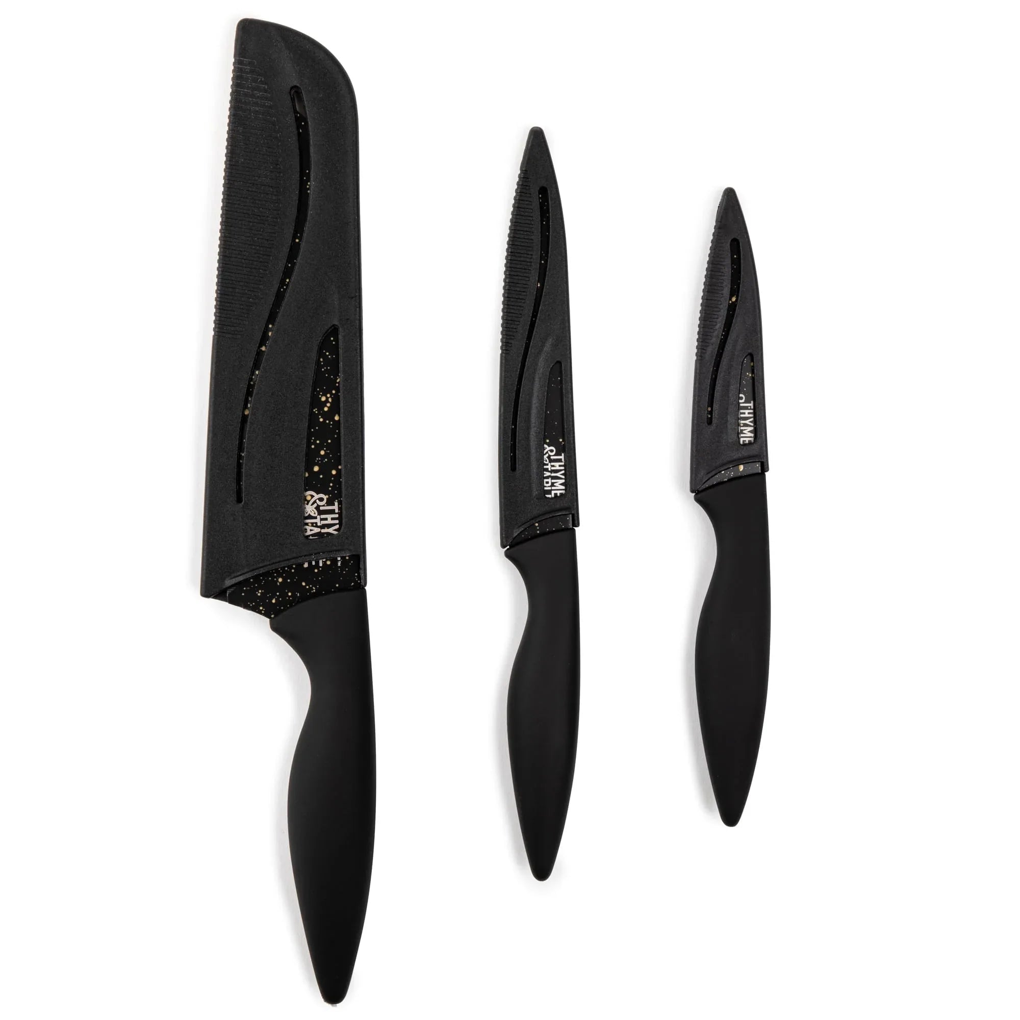 Thyme & Table Non-Stick Coated High Carbon Stainless Steel Speckled Kitchen Knives, 3 Piece Set - USA MEGA SHOP