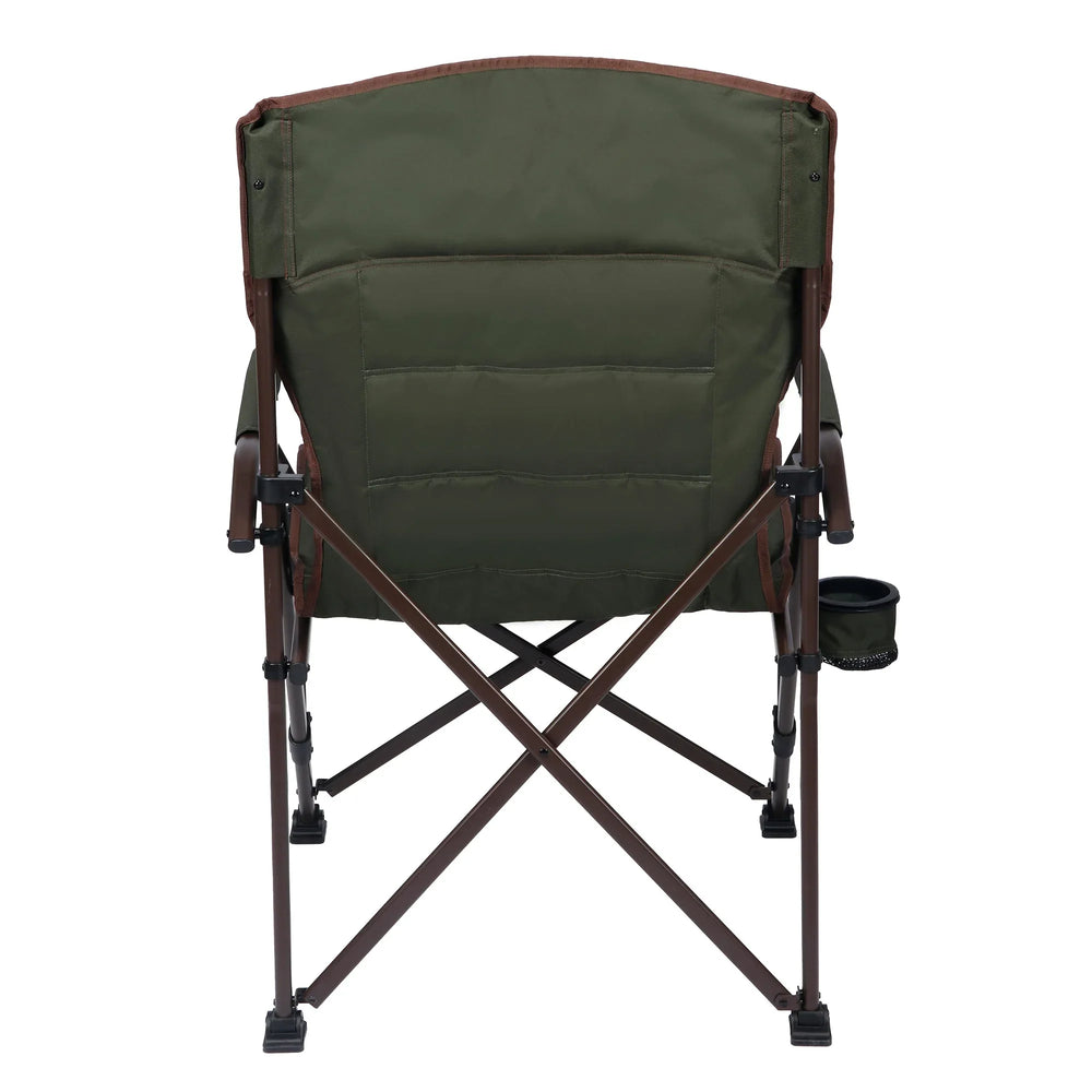 Ozark Trail Heavy Duty Hard Arm Camp Chair with Adjustable Cupholder, Tensioned Seat Farbic, Brown - USA MEGA SHOP