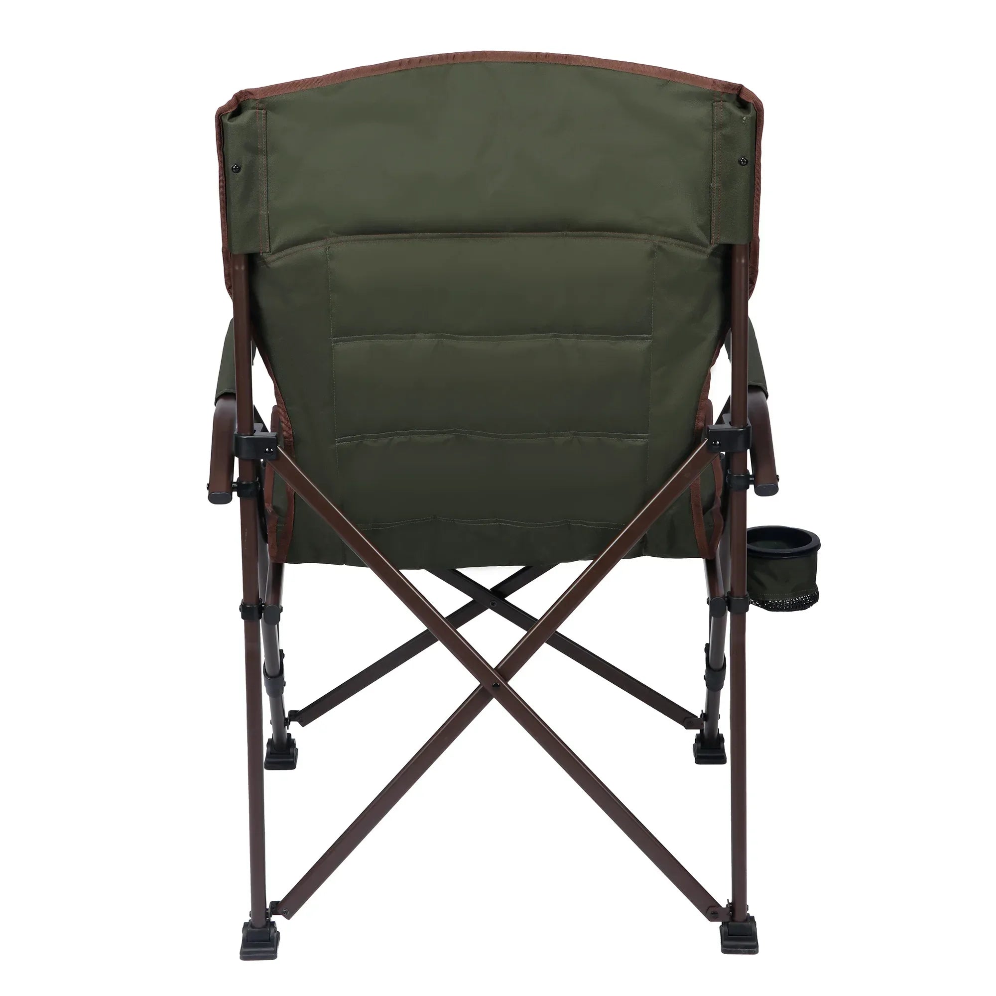 Ozark Trail Heavy Duty Hard Arm Camp Chair with Adjustable Cupholder, Tensioned Seat Farbic, Brown