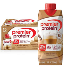 Café Latte protein shake carton with red cap, 30g protein label