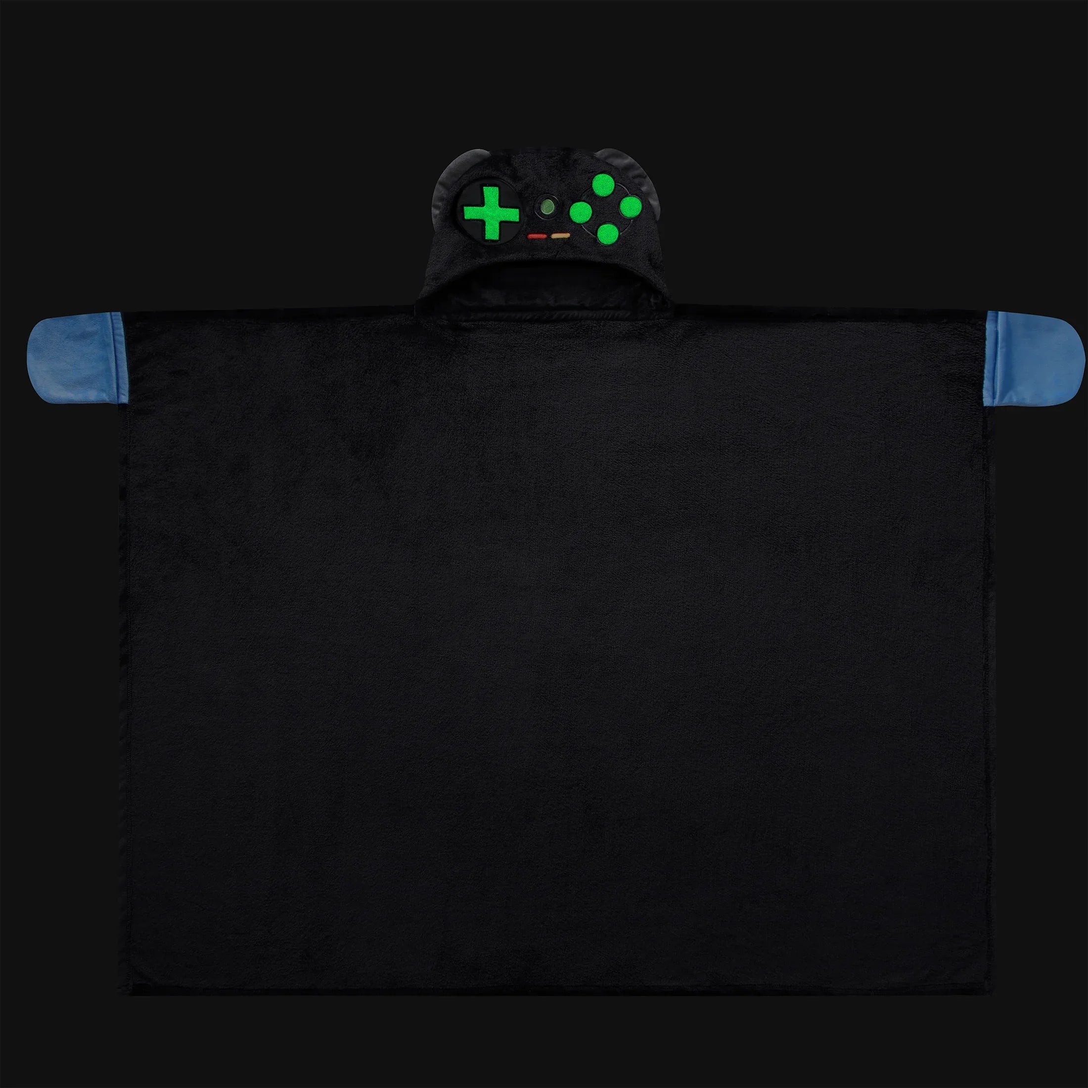 Your Zone Kids Black Gamer Glow in the Dark Hooded Throw, 40" x 50"