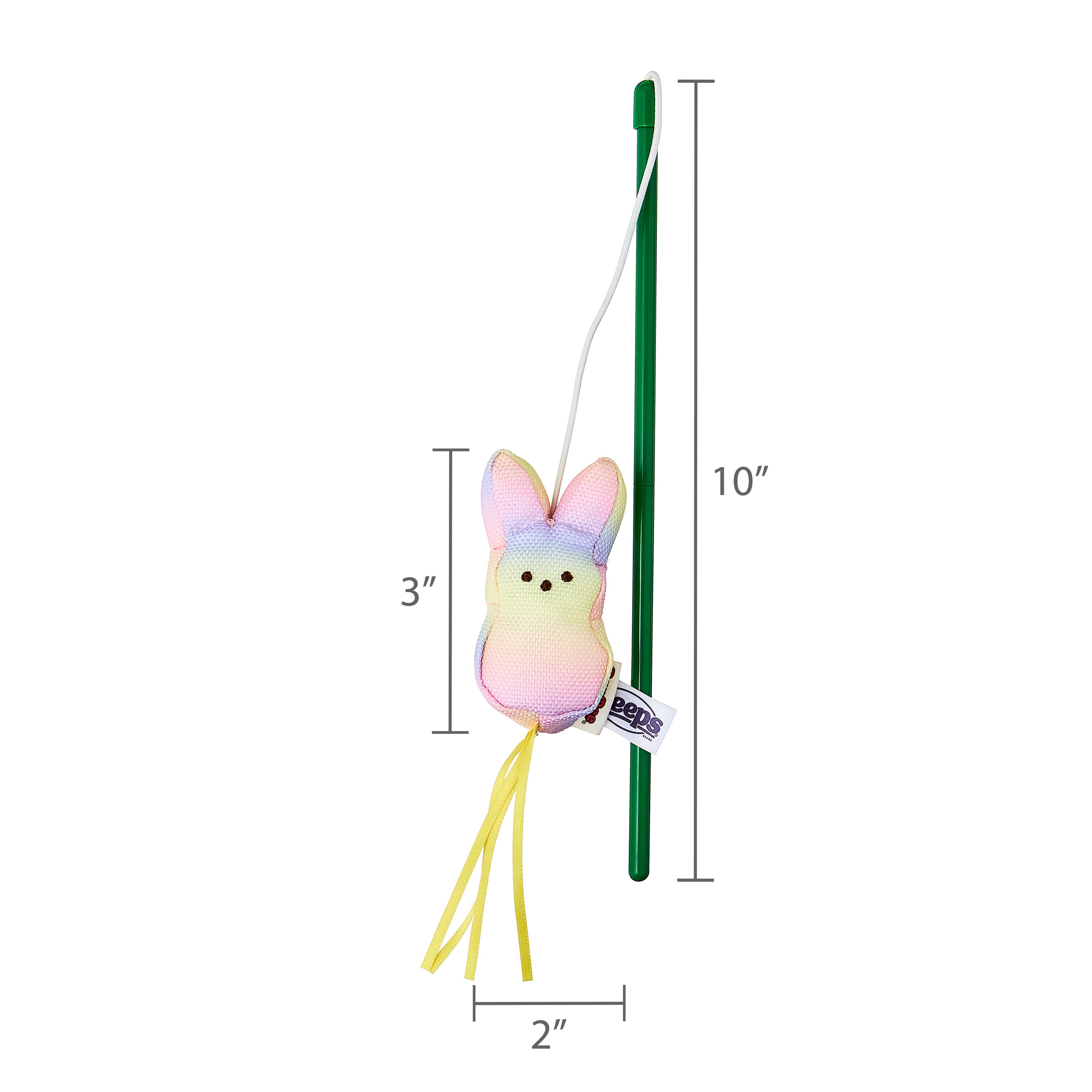 PEEPS® Easter Set of 2 Bunny Cat Wand with Plush Cat Toy, Rainbow