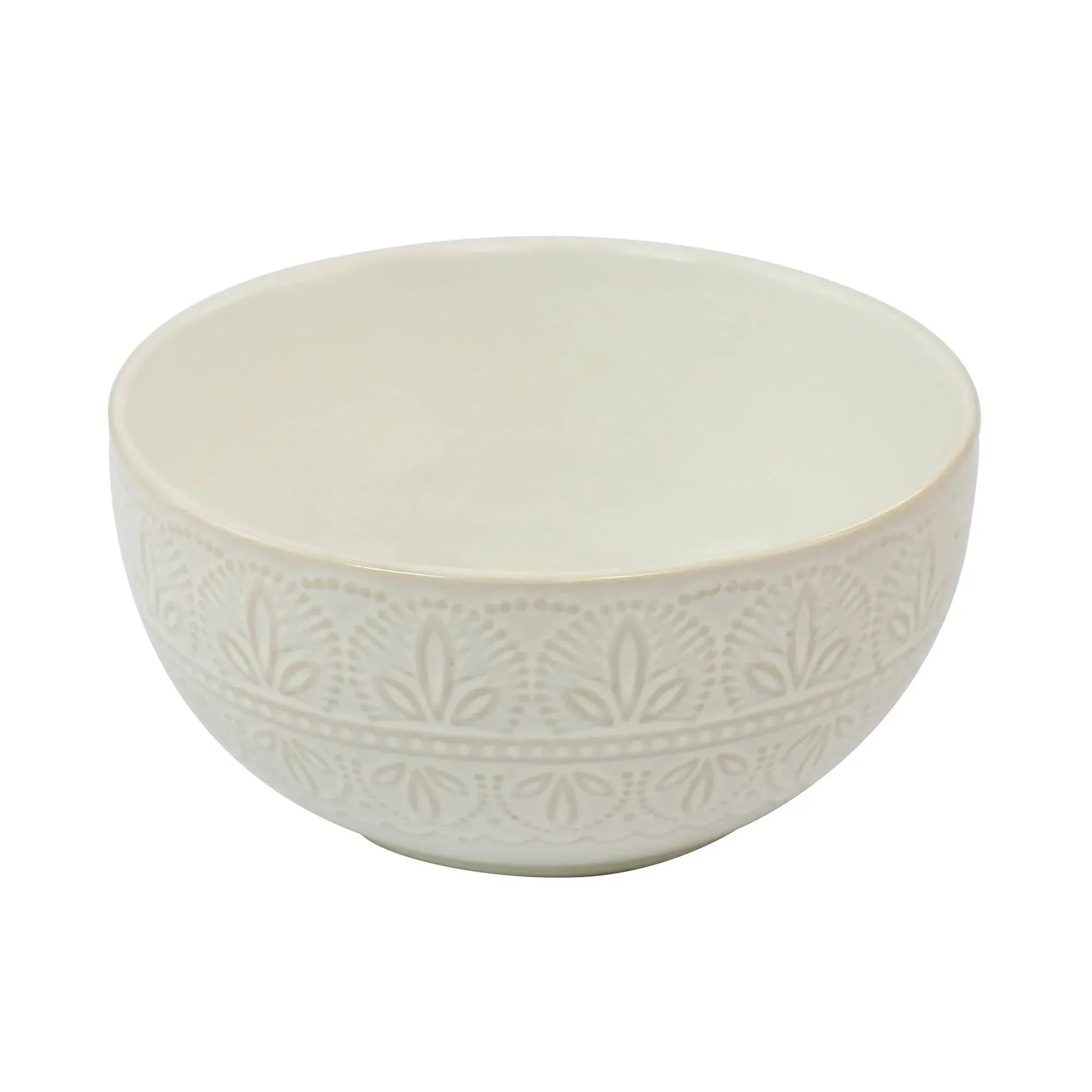 Elama White Lace 16 Piece Luxurious Stoneware Dinnerware with Complete Setting for 4