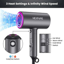 NEXPURE grey hair dryer with hot/warm/cold wind switch and temperature controls