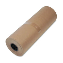 Brown kraft wrapping paper roll with visible cardboard core