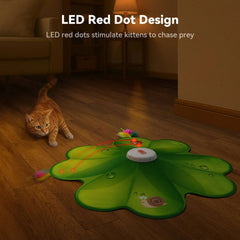 FeelNeedy 2 in 1 Interactive Cat Toys for Indoor Cats, Automatic Rechargeable Hide and Seek Cat Toy with Moving Concealed Feathers and Red Dot for Cats and Kittens Self Playing - USA MEGA SHOP