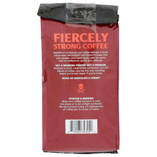 Strong coffee bag back panel, red with black top and recipe/notes text