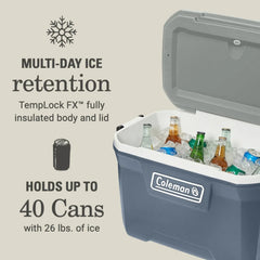 Coleman 52 qt Hard Sized Cooler / Ice Chest, 316 Series, Lakeside Blue