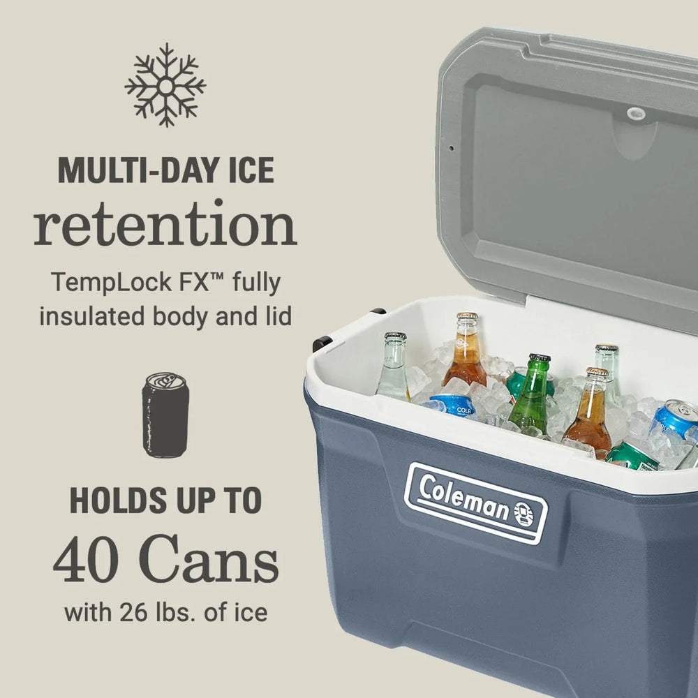 Coleman 52 qt Hard Sized Cooler / Ice Chest, 316 Series, Lakeside Blue - USA MEGA SHOP