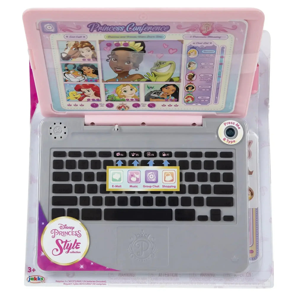Disney Princess Style Collection Pink Pretend Laptop with Play Earbuds 5 Ways to Play 0.89Pound - USA MEGA SHOP