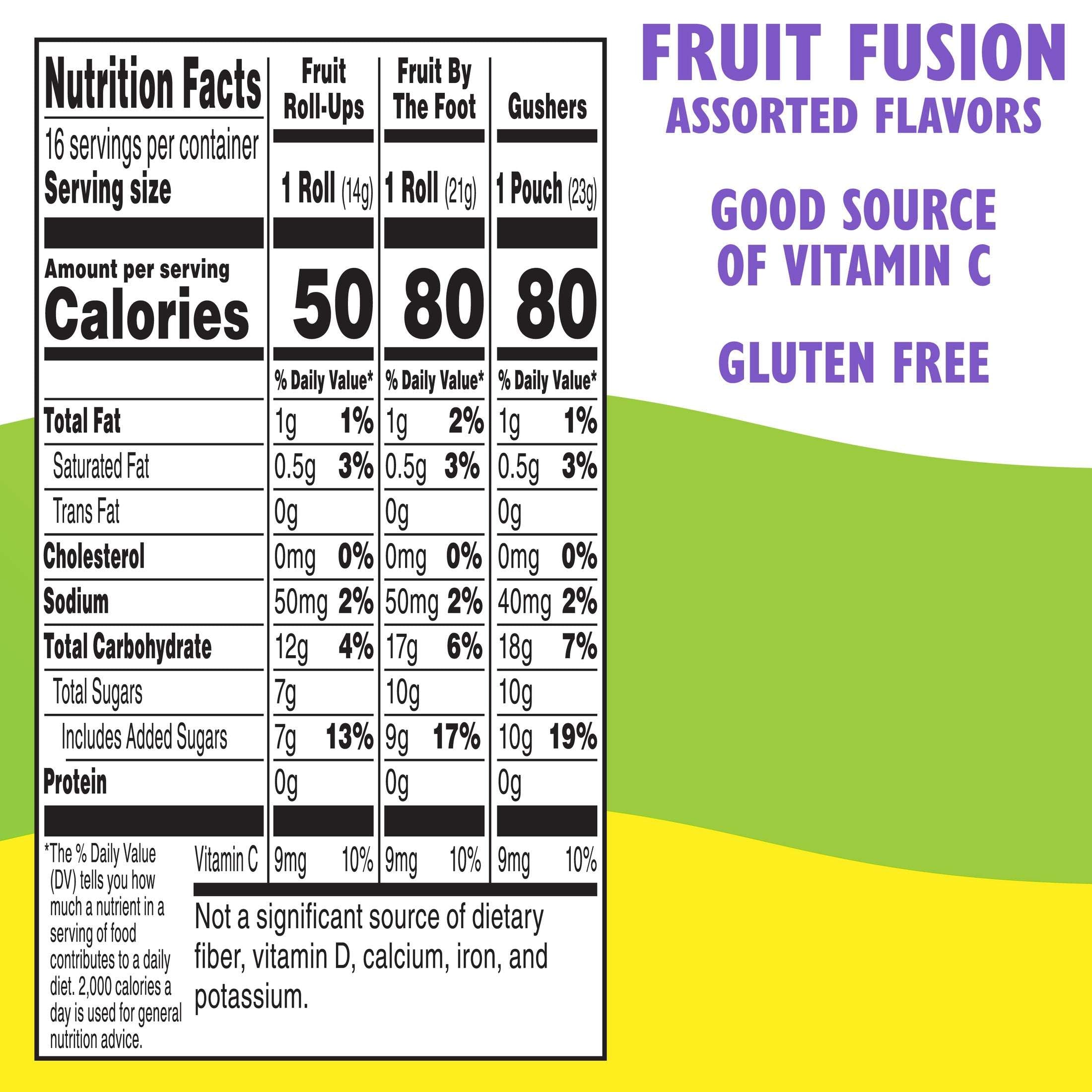 Fruit Roll-Ups, Fruit by the Foot, Gushers Gluten Free Fruit Flavored Snacks (16 Pouches)