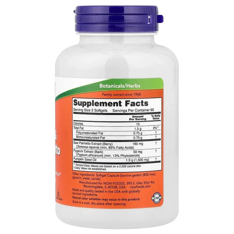NOW Foods, Pygeum & Saw Palmetto, Softgels