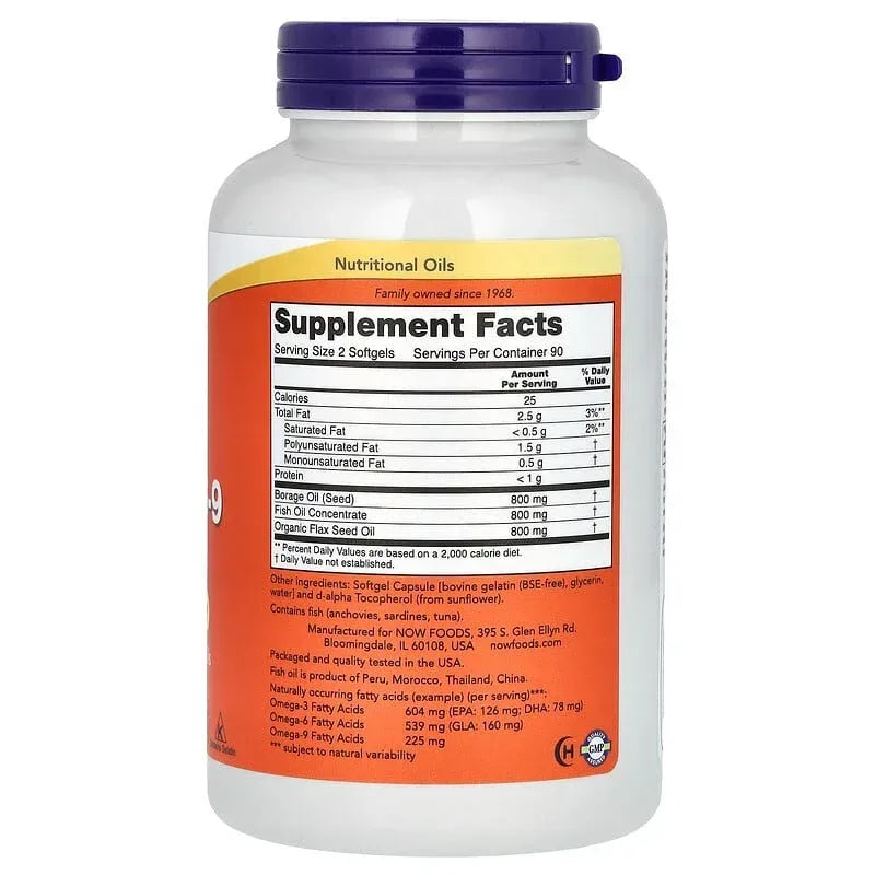 NOW Foods, Super Omega 3-6-9 Fish Oil, Softgels