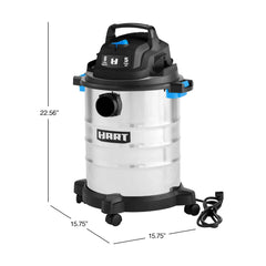 Hart 6 gallon 5 peak HP stainless steel wet/dry vacuum with bonus car cleaning kit, new - USA MEGA SHOP
