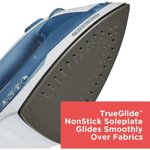 Vented nonstick steam soleplate with smooth glide edge