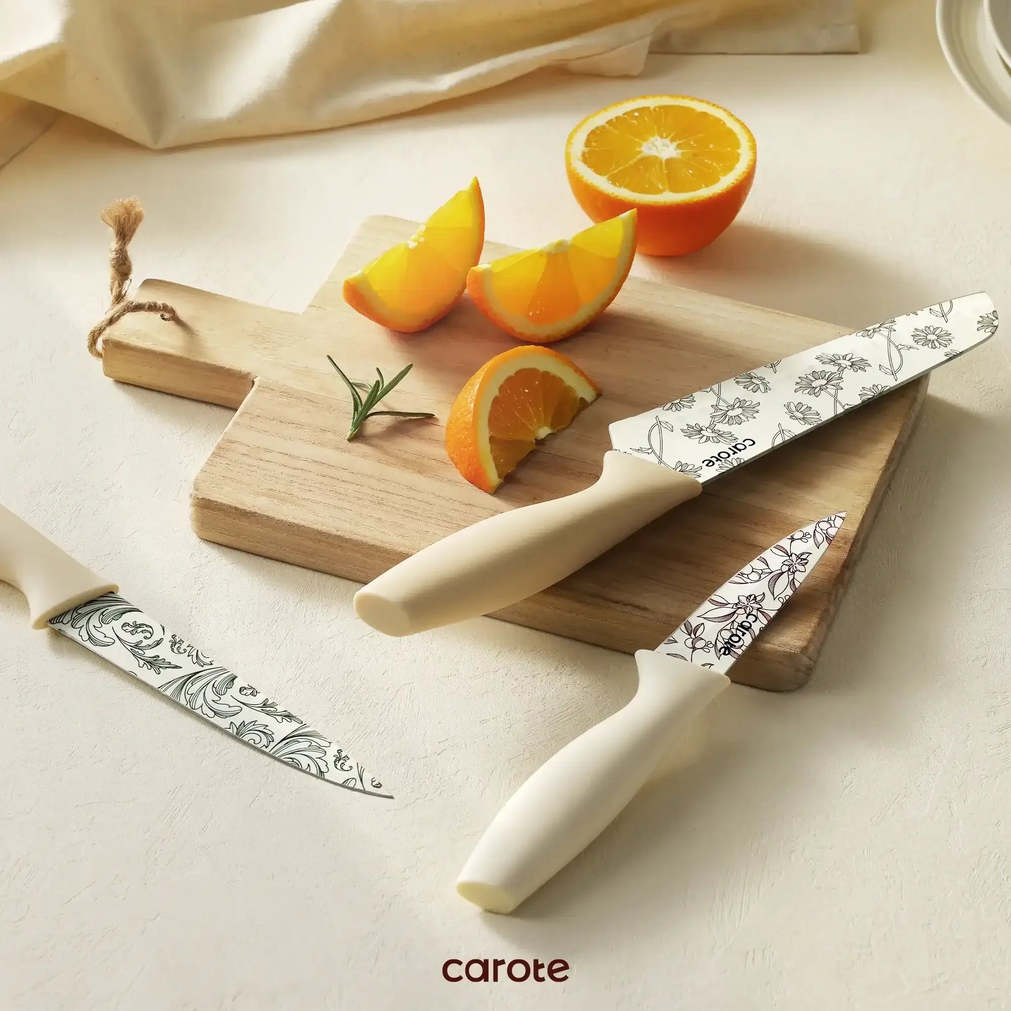 Carote 12Pcs Kitchen Knife Set with Blade Guards, White Granite Ceramic Knife, Stainless Steel - USA MEGA SHOP
