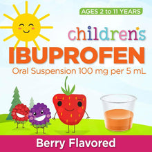 Children's ibuprofen oral suspension label, berry flavored