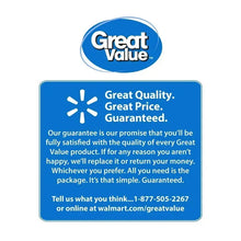 Great Value guarantee label with satisfaction promise and contact details.