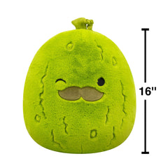 Squishmallows FuzzAMallow Official 16 inch Charles the Green Pickle with Mustache - Child's Ultra Soft Stuffed Plush Toy - USA MEGA SHOP
