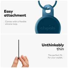 Blue round Bluetooth tracker loop with flexible silicone loop