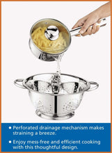 Stainless steel saucepan with lid and perforated inner strainer basket