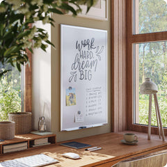 U Brands 35 x 23 in. Magnetic Dry Erase Whiteboard, Silver Metal Frame, Includes 2 Magnets, Marker, Tray