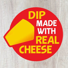 Real cheese dip badge for crackers and dip snack