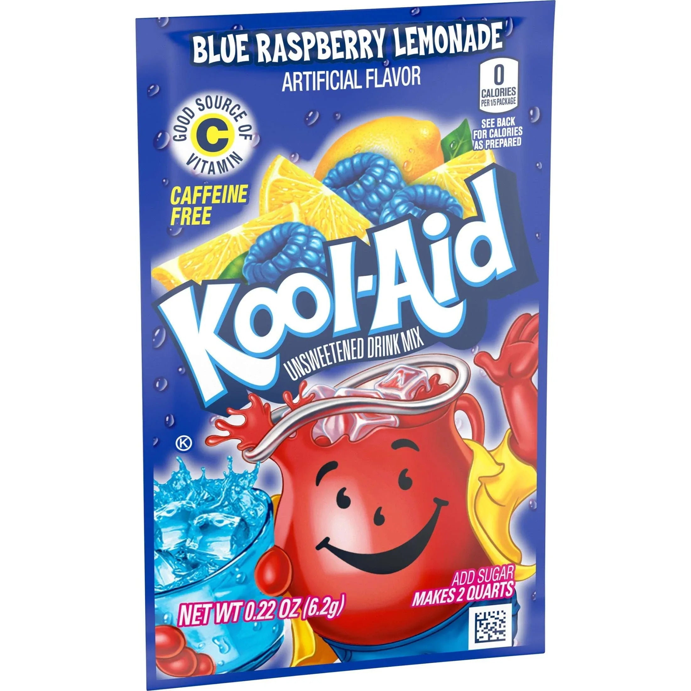Kool-Aid Unsweetened Blue Raspberry Lemonade Powdered Drink Mix, 0.22 oz. Packet