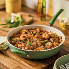 Farberware Easy Clean 12.5 Inch Ceramic Nonstick Frying Pan / Skillet with Helper Handle, Dishwasher Safe, Green