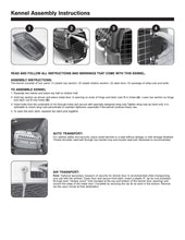 Pet kennel assembly instructions page with kennel door and top shown