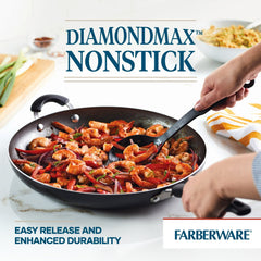 Farberware Easy Clean 14 Inch Nonstick Frying Pan with Helper Handle, Dishwasher Safe, Black